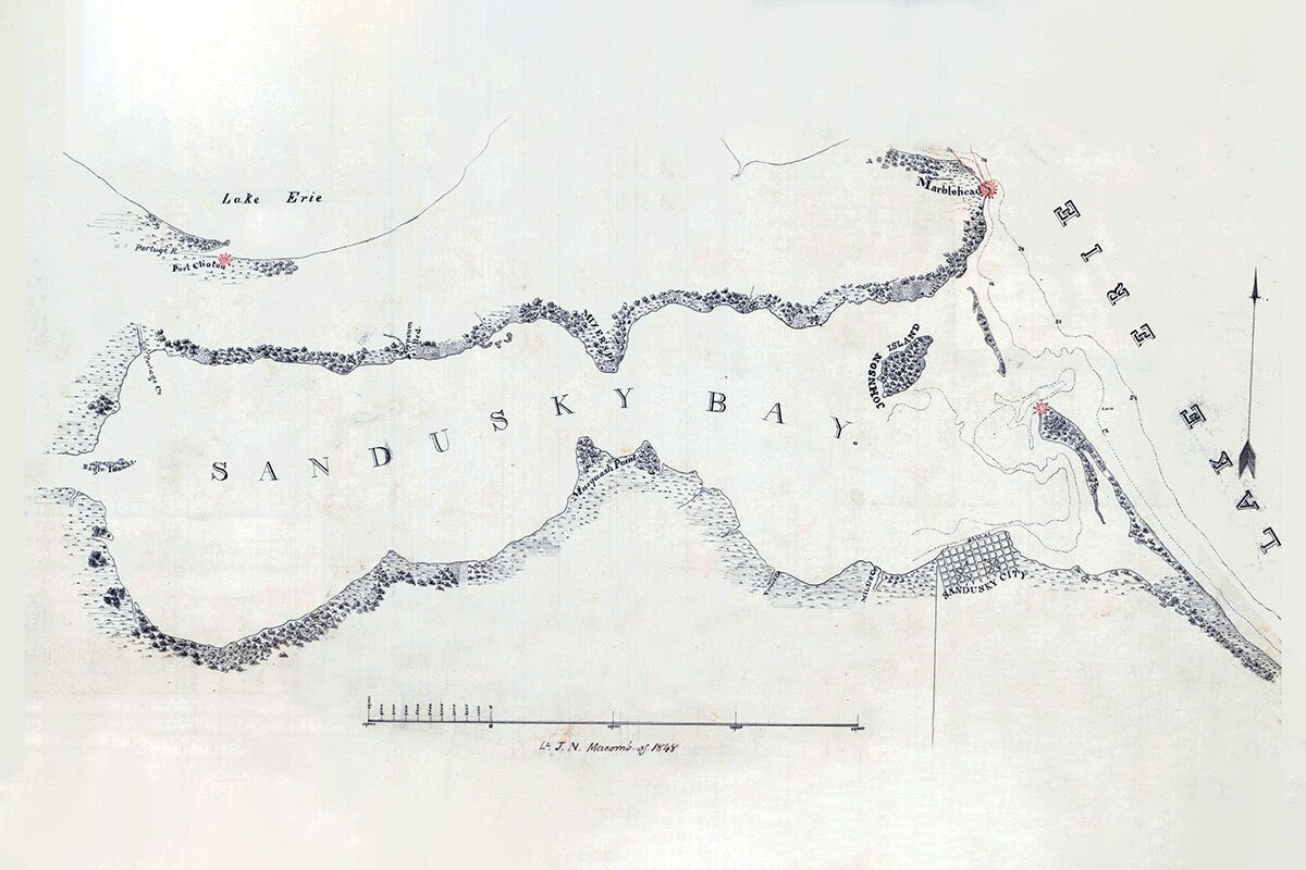1848 Map of Sandusky Bay Ohio Lake Erie