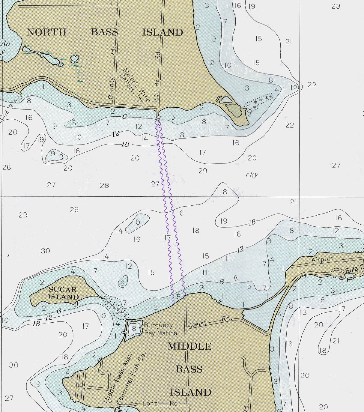 1980 Nautical Map of North Bass and Middle Bass Island Lake Erie
