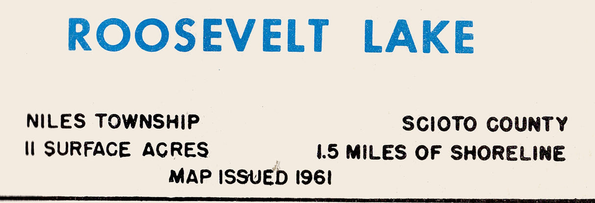 1961 Map of Roosevelt Lake Scioto County Ohio