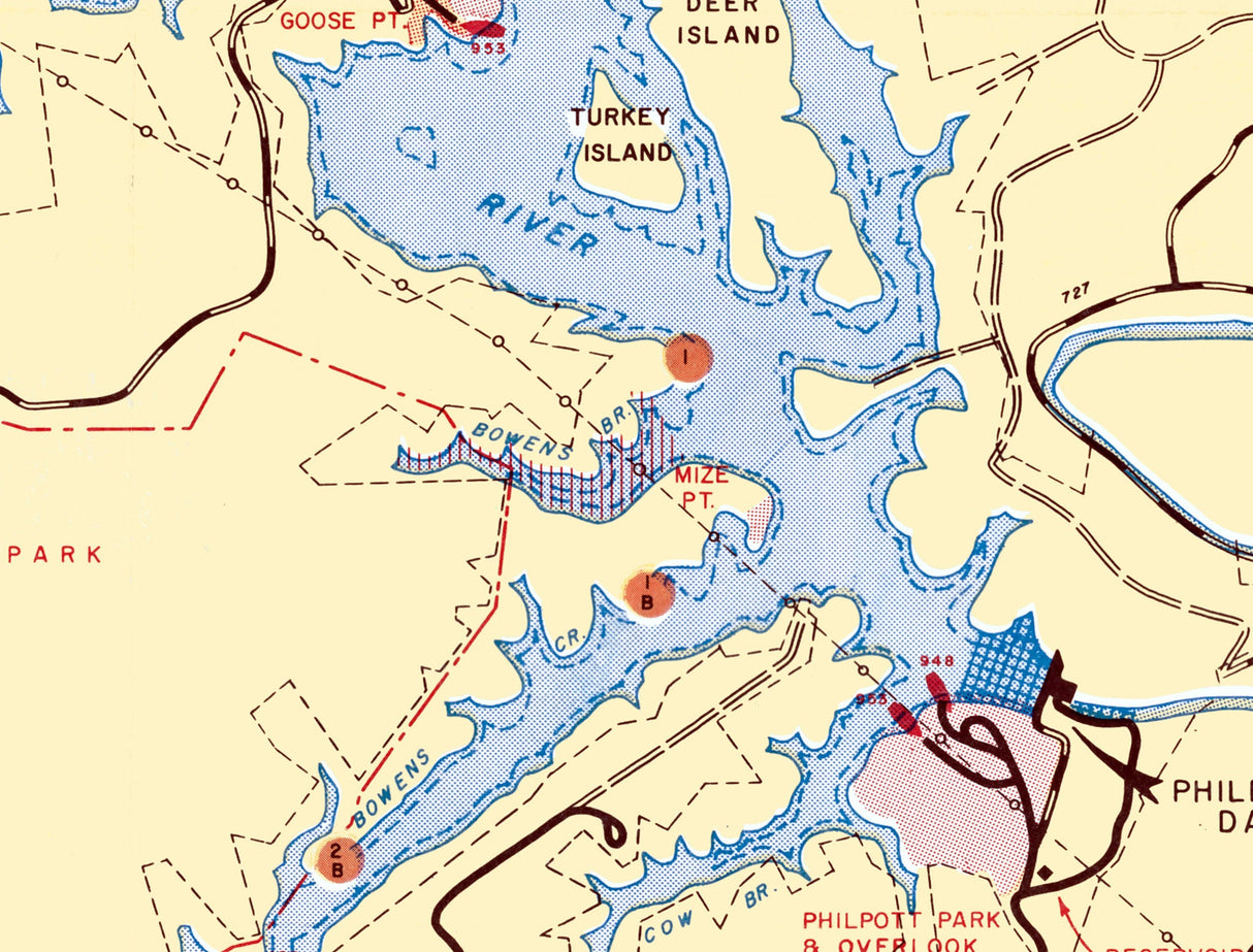 1971 Map of Philpott Lake Virginia