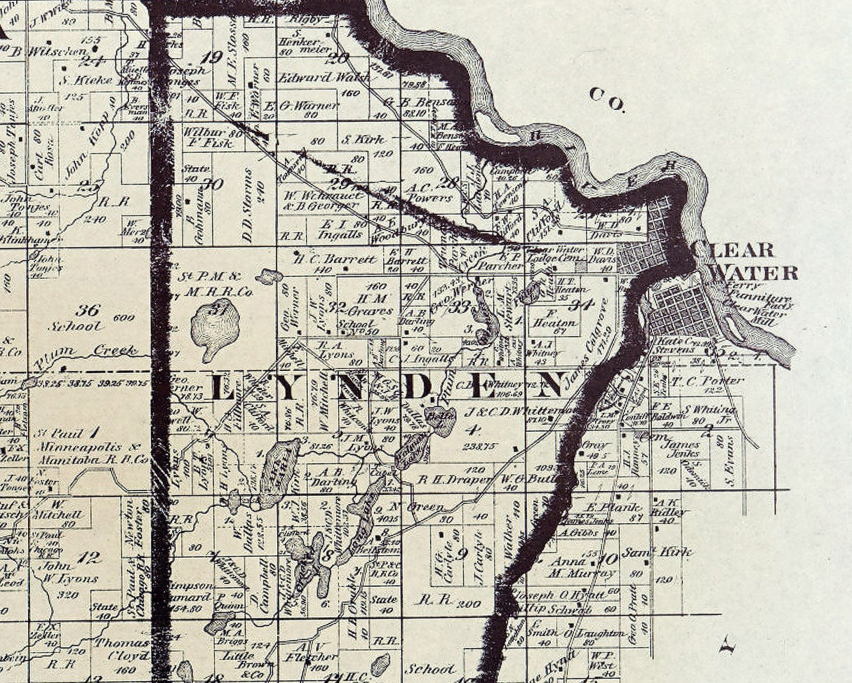 1880 Farm Line Map of Stearns County Minnesota