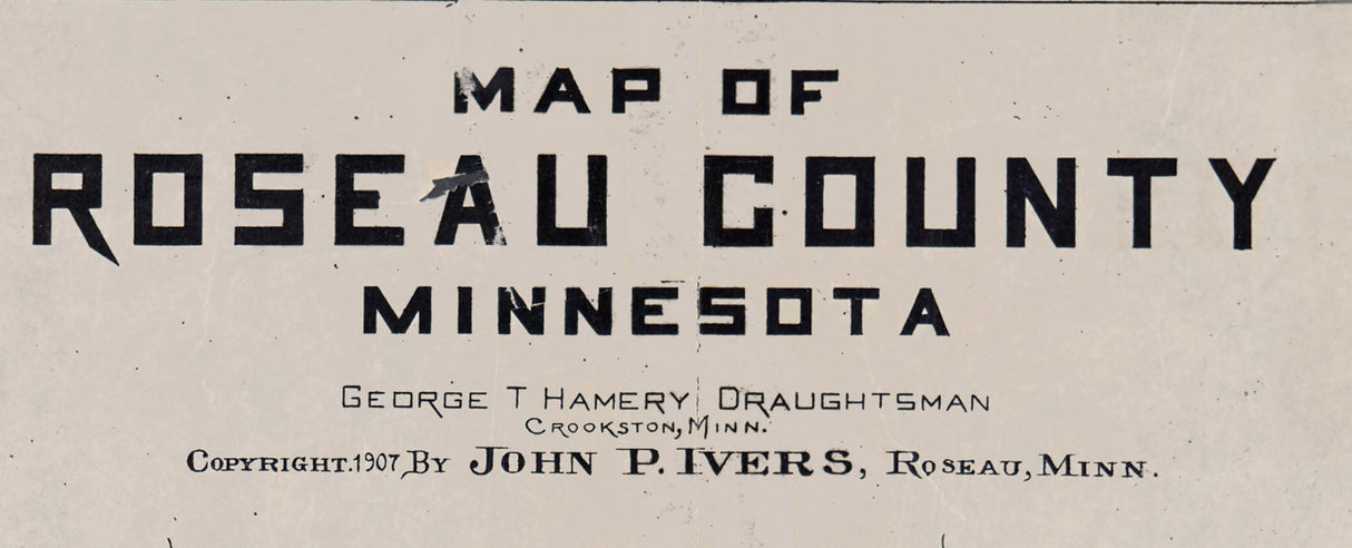 1907 Map of Roseau County Minnesota