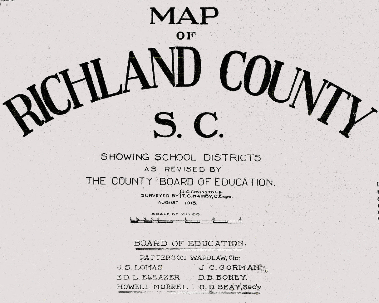 1915 Map of Richland County South Carolina Showing School Districts