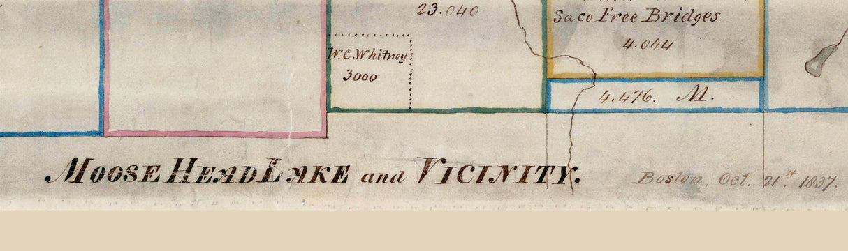 1837 Map of Moose Head Lake Maine and Vicinity