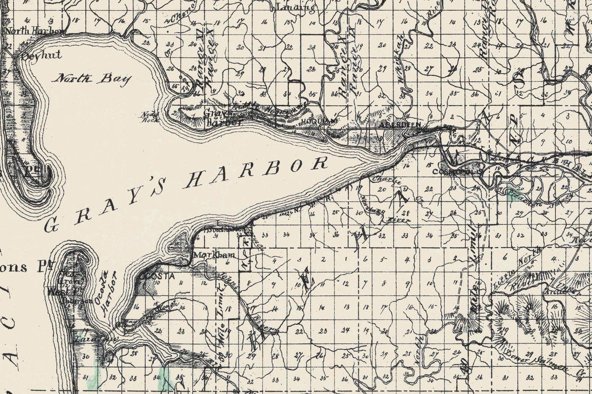1892 Map of Chehalis County Washington