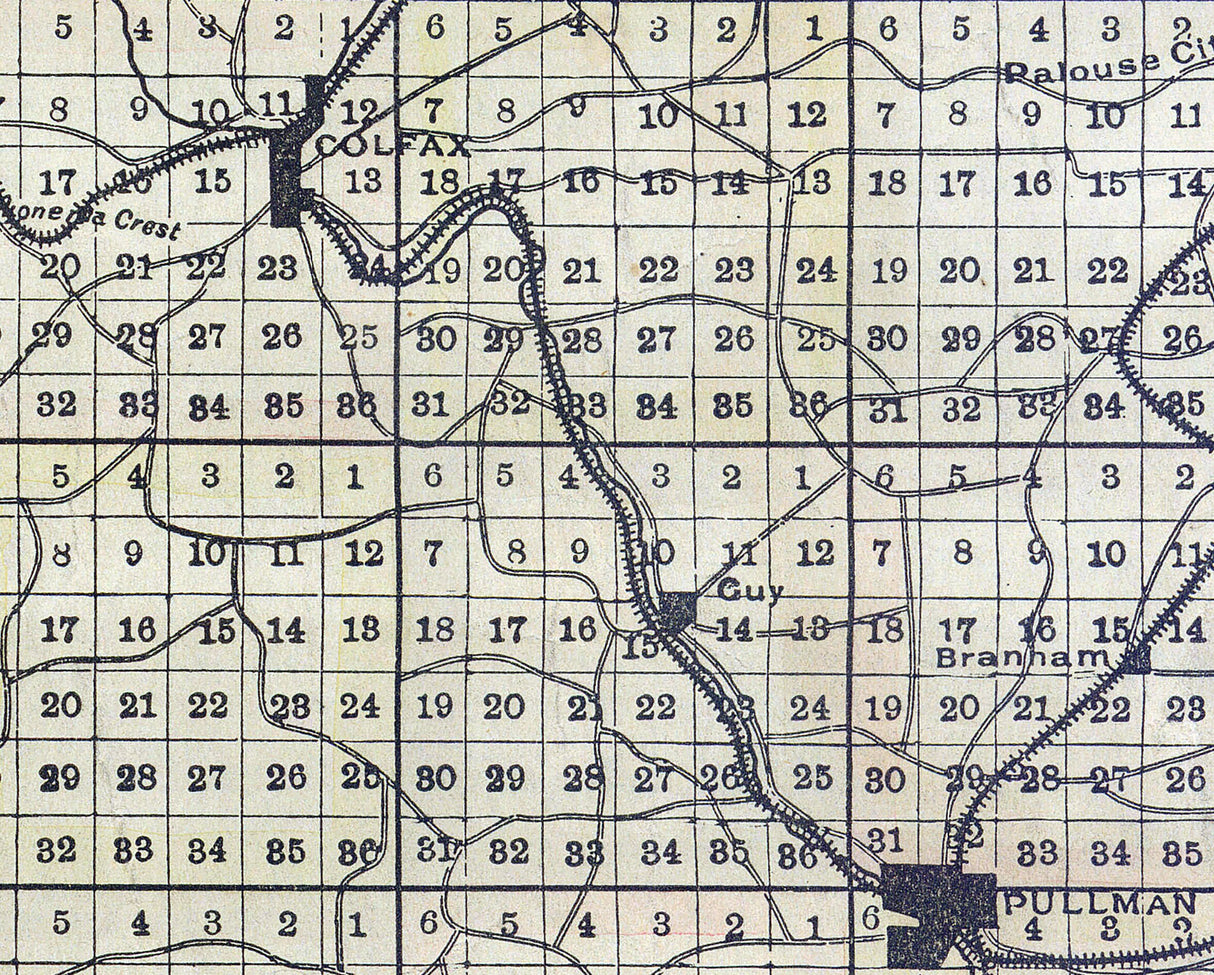 1896 Map of Whitman County Washington