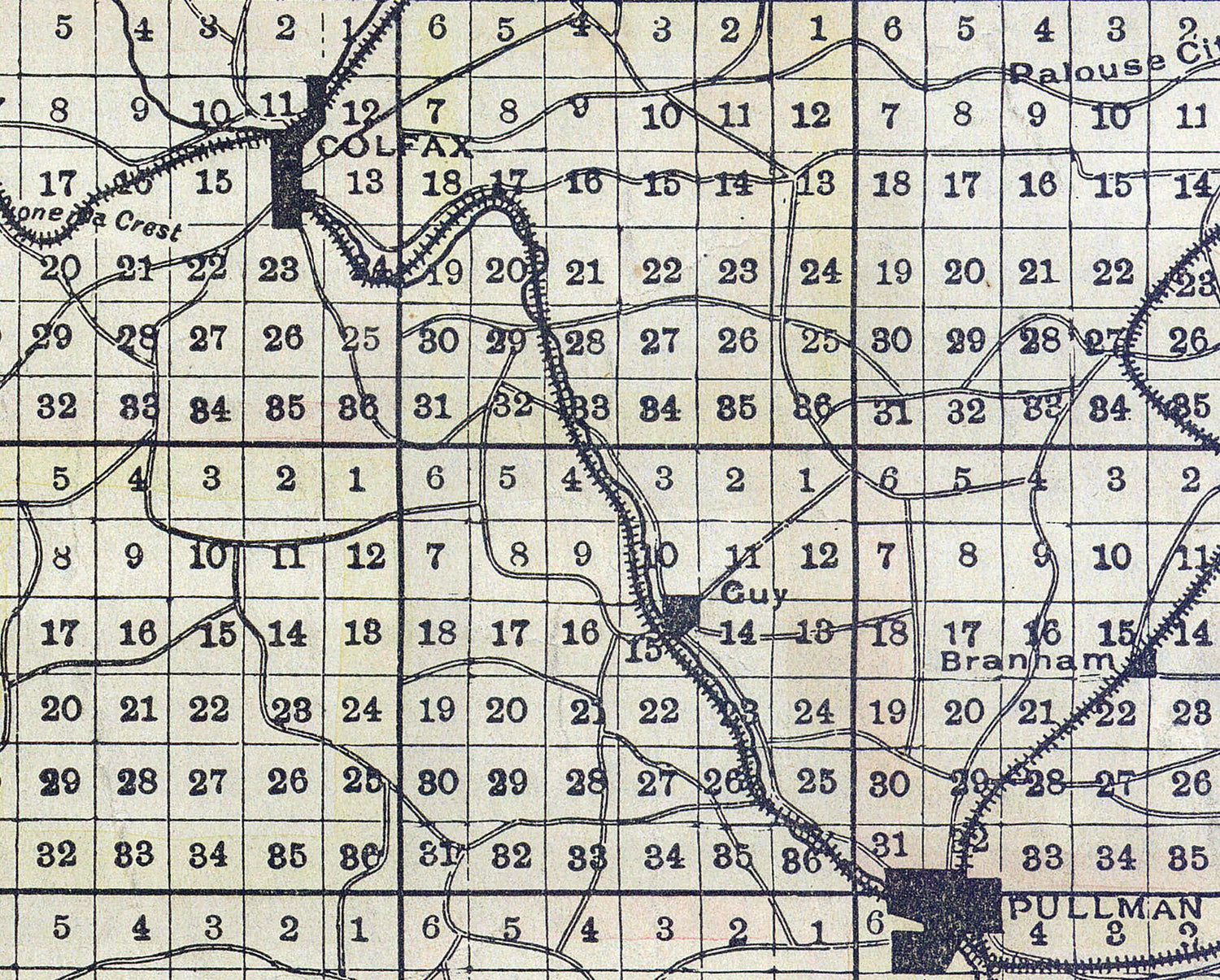 1896 Map of Whitman County Washington