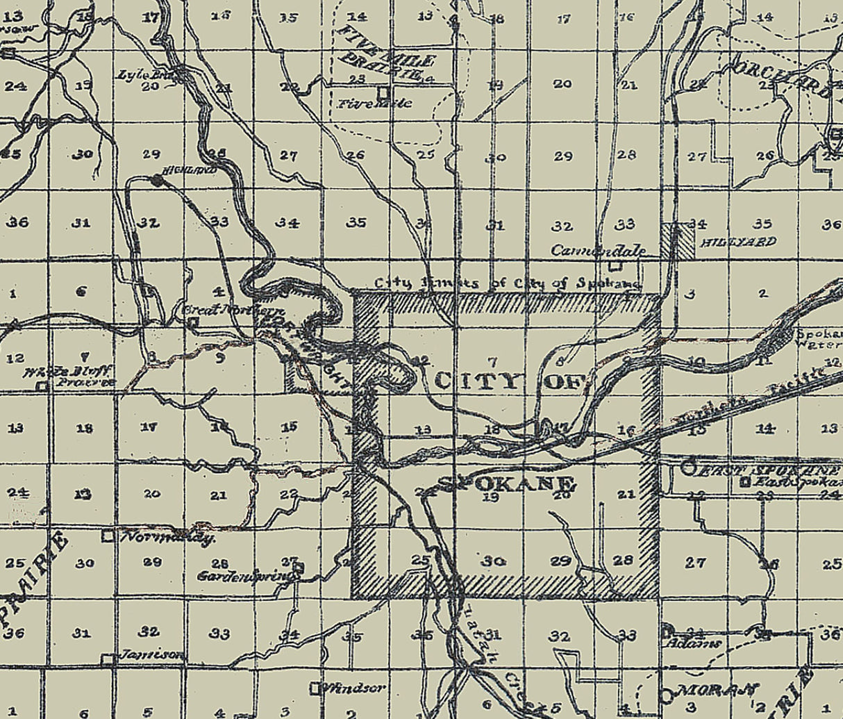 1900 Map of Spokane County Washington