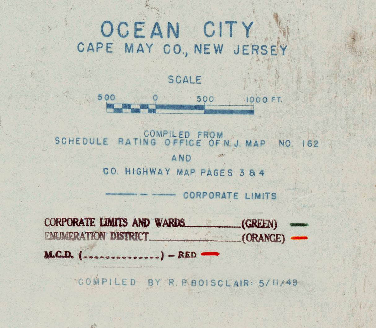 1949 Map of Ocean City New Jersey
