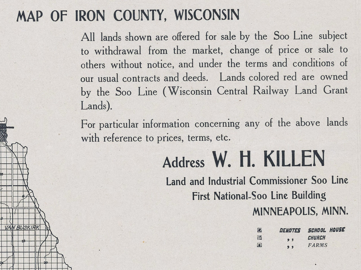 1910 Map of Iron County Wisconsin