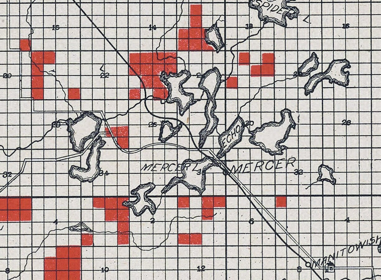 1910 Map of Iron County Wisconsin