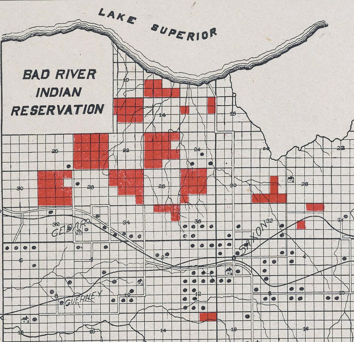 1910 Map of Iron County Wisconsin