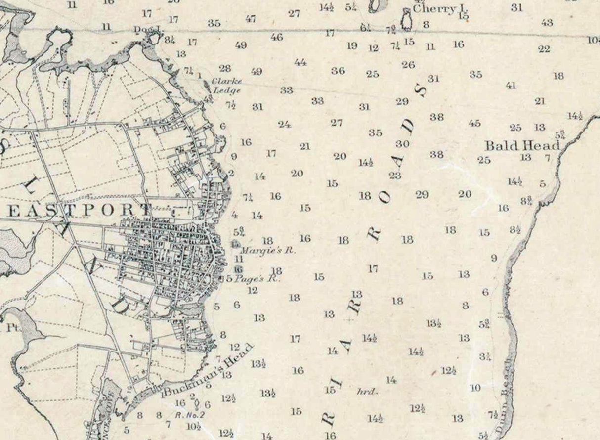 1878 Map of Eastport Harbor Maine and Campobello Island