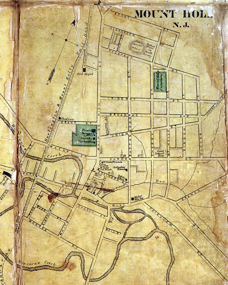 1870 Map of Mount Holly New Jersey