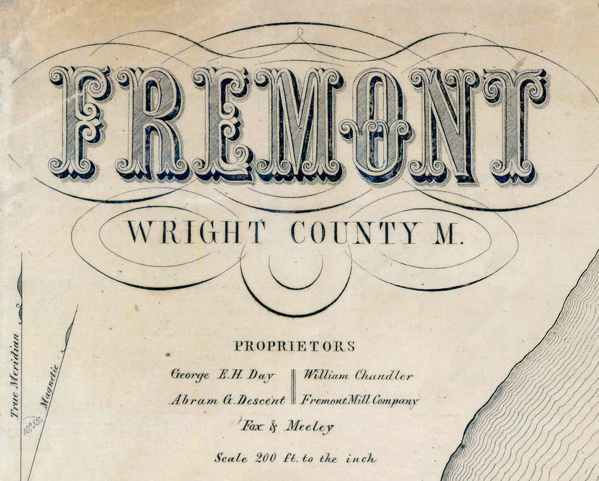 1800s Map of Fremont Wright County Minnesota