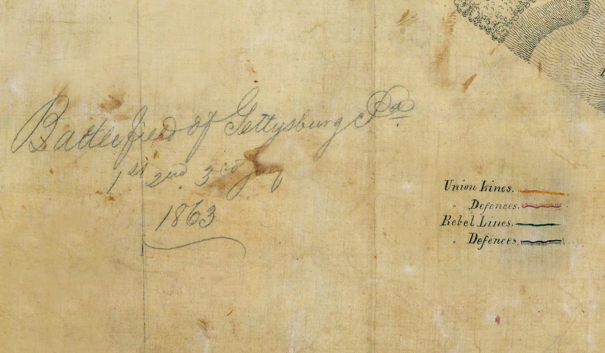 1863 Map of Gettysburg Pennsylvania Battlefield