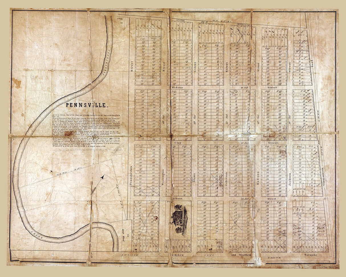 1870 Map of Pennsville New Jersey