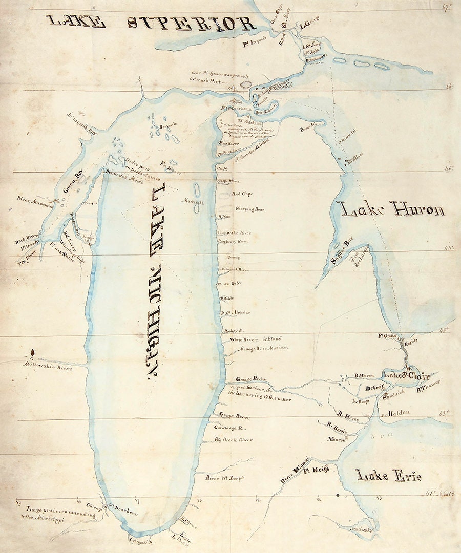 1819 Map of the Michigan Territory and the Great Lakes