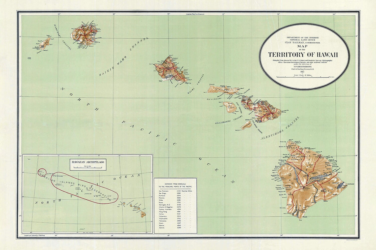 1915 Map of the Hawaii Territory