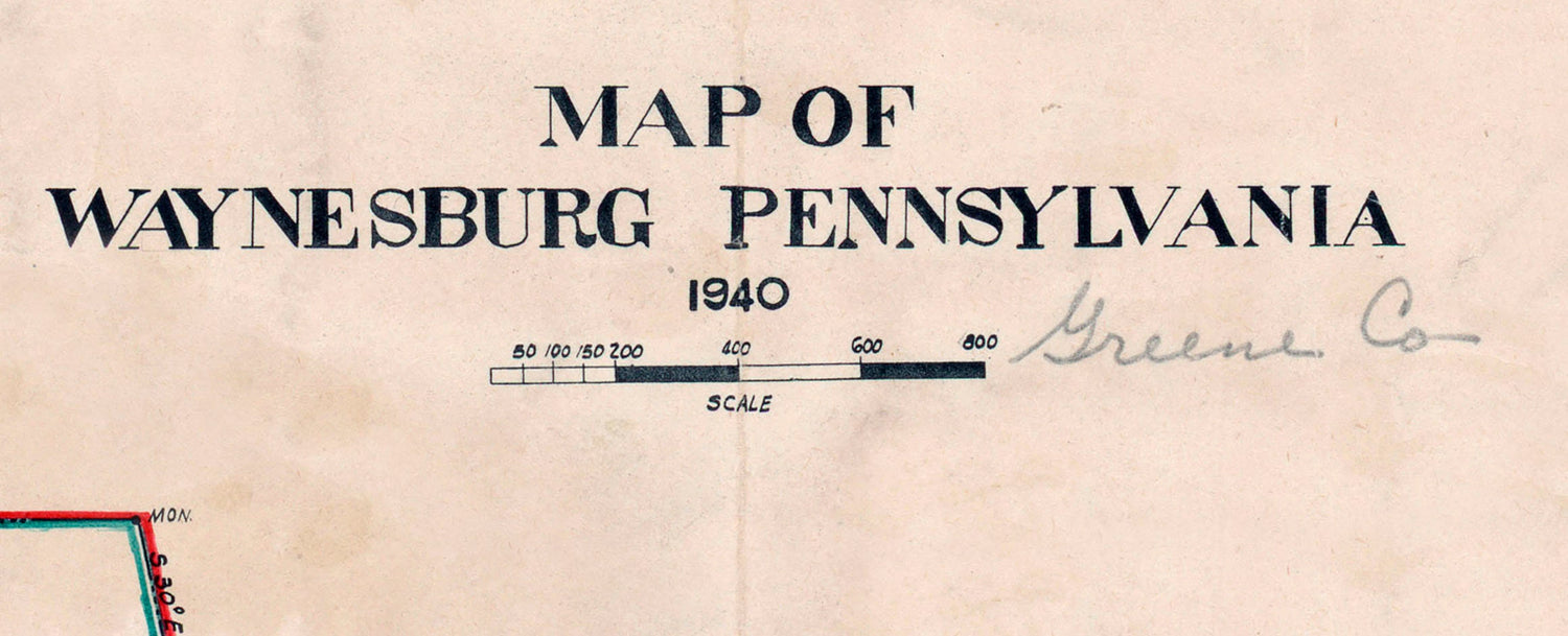 1940 Map of Waynesburg Greene County Pennsylvania