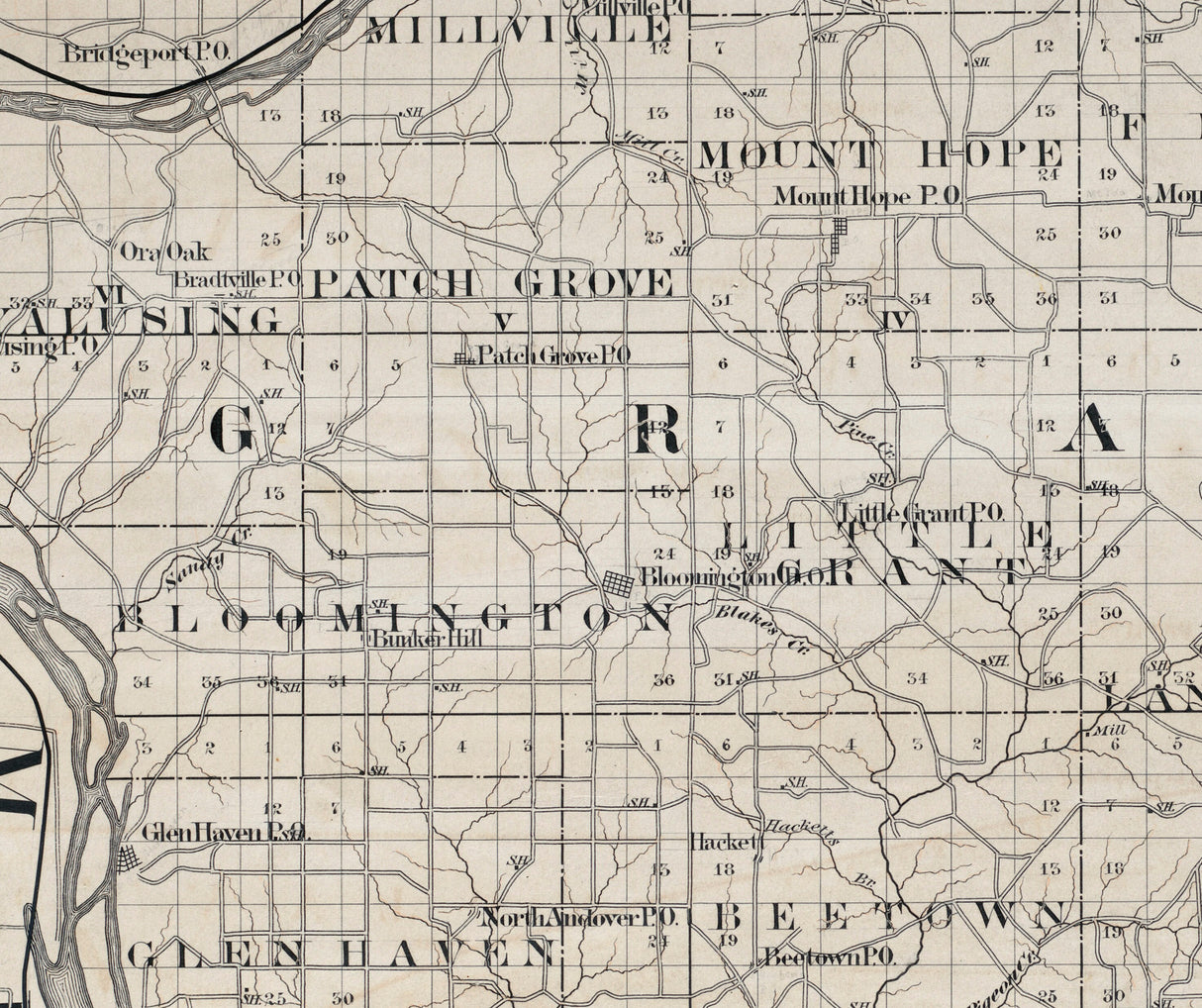 1880 Map of Grant County Wisconsin