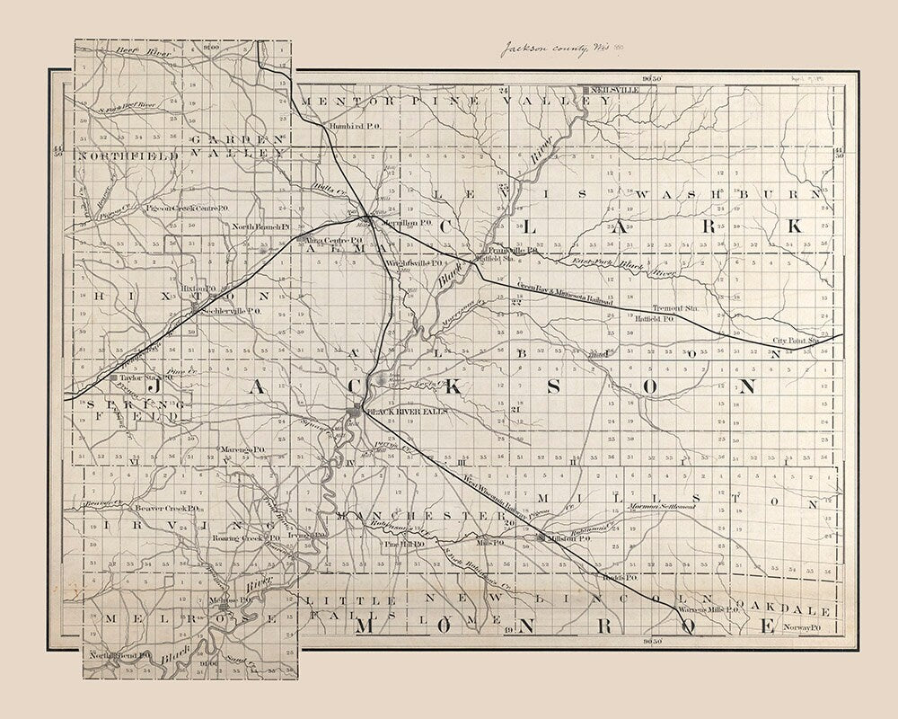 1880 Map of Jackson County Wisconsin