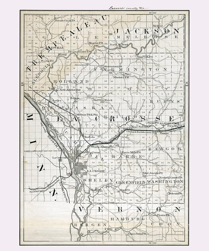 1880 Map of Lacrosse County Wisconsin