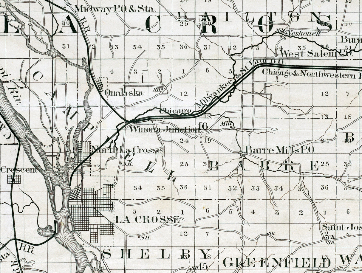 1880 Map of Lacrosse County Wisconsin