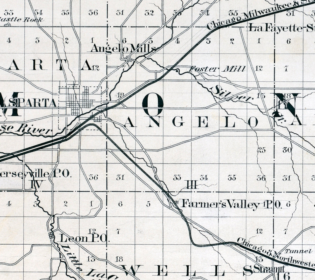 1880 Map of Monroe County Wisconsin