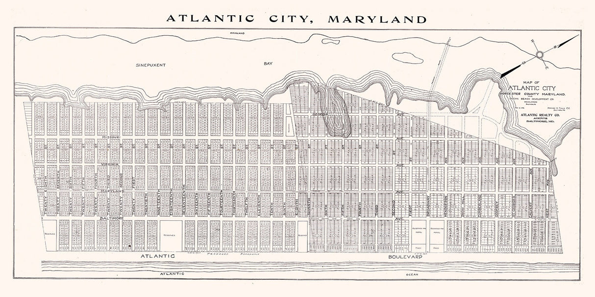1916 Map of Atlantic City Maryland