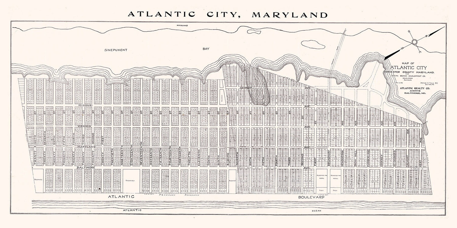 1916 Map of Atlantic City Maryland