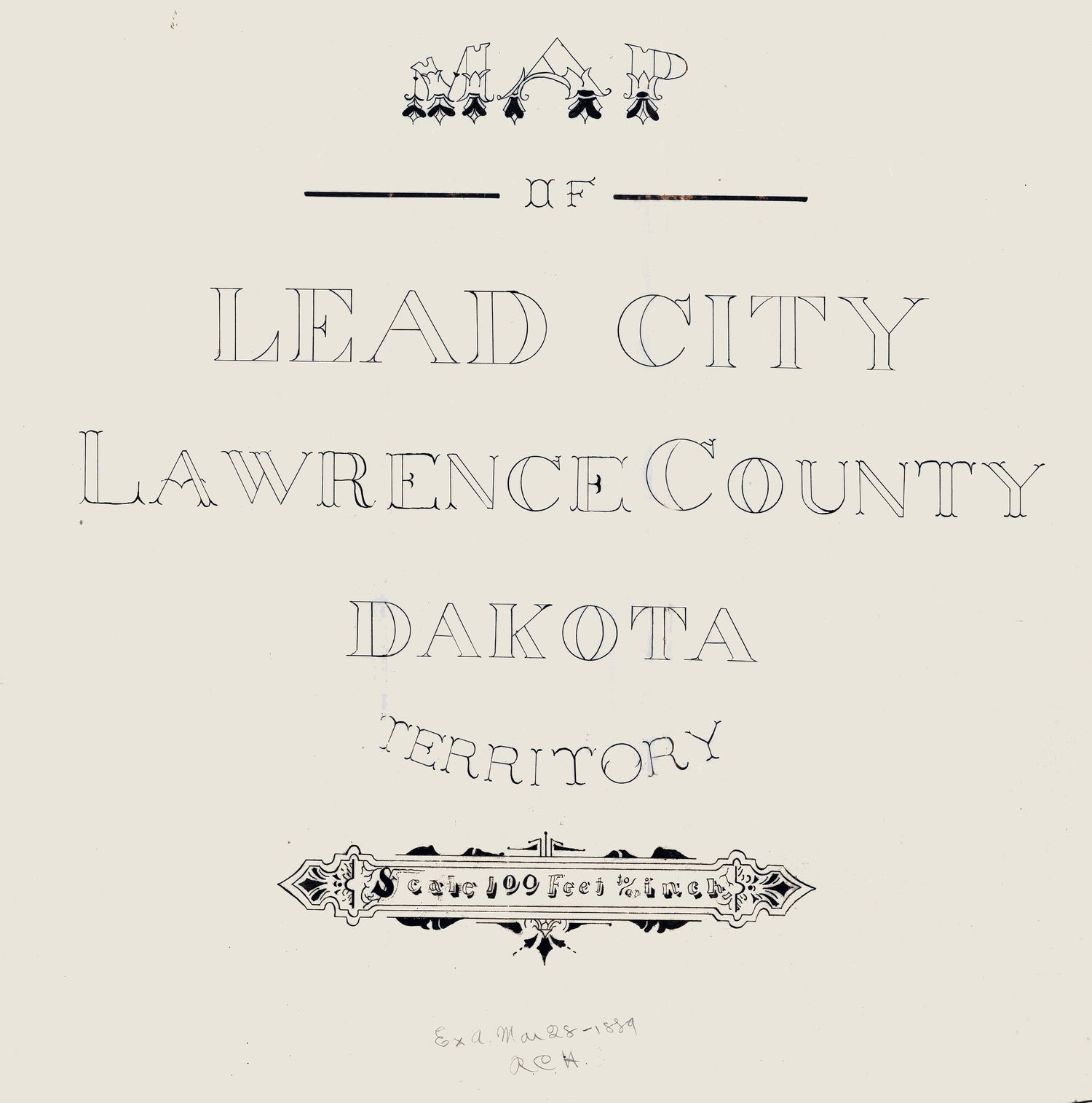 1889 Map of Lead City Lawrence County Dakota Territory