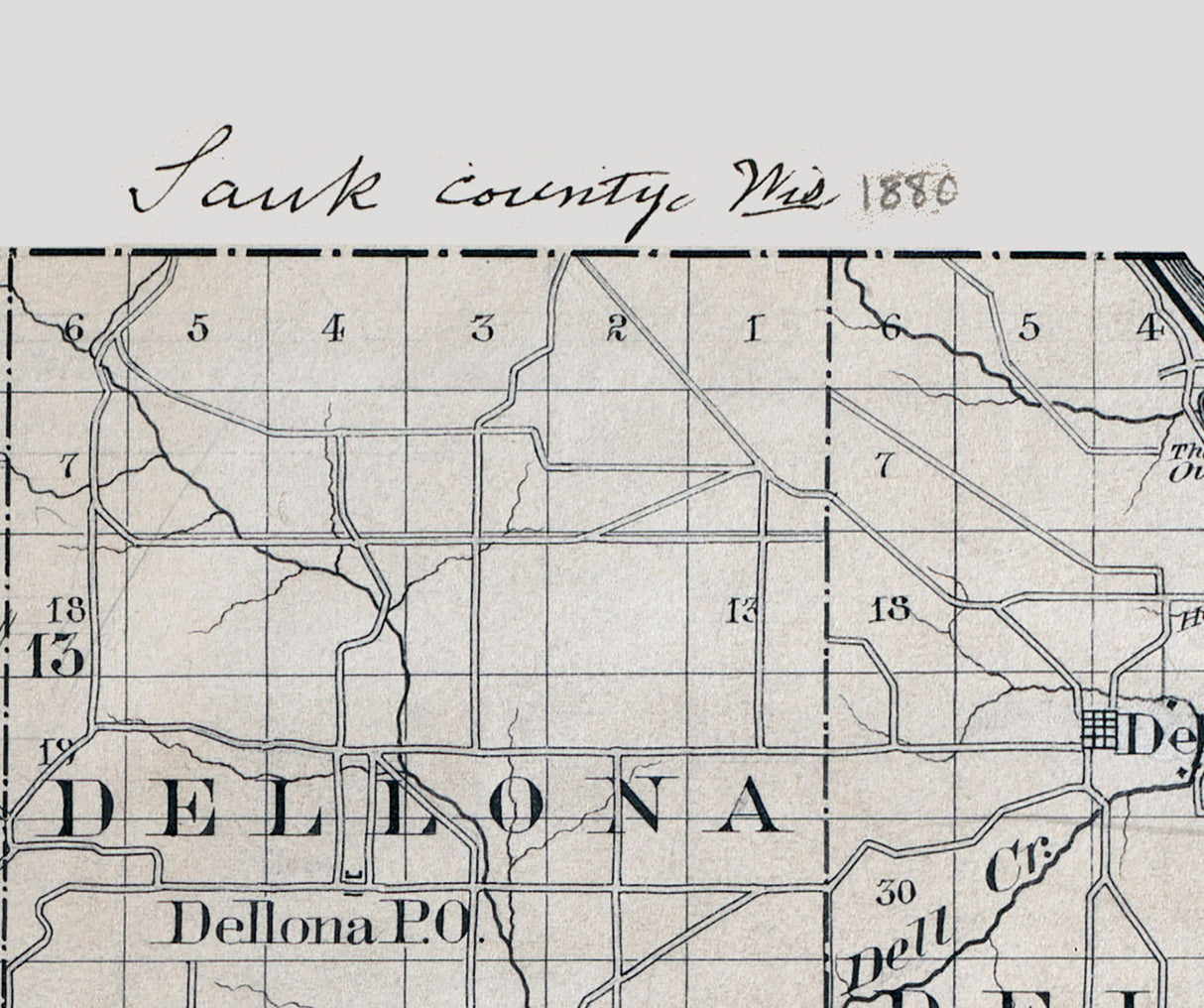 1880 Map of Sauk County Wisconsin