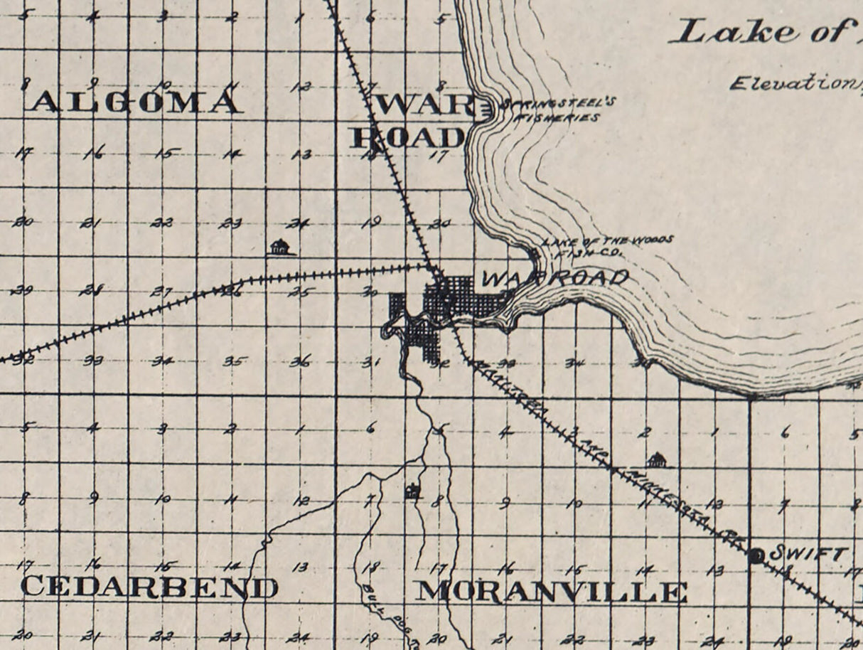 1907 Map of Roseau County Minnesota