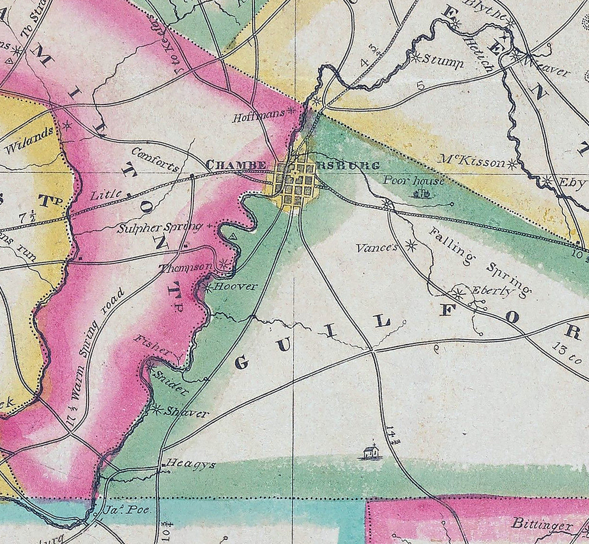 1823 Map of Franklin County Pennsylvania