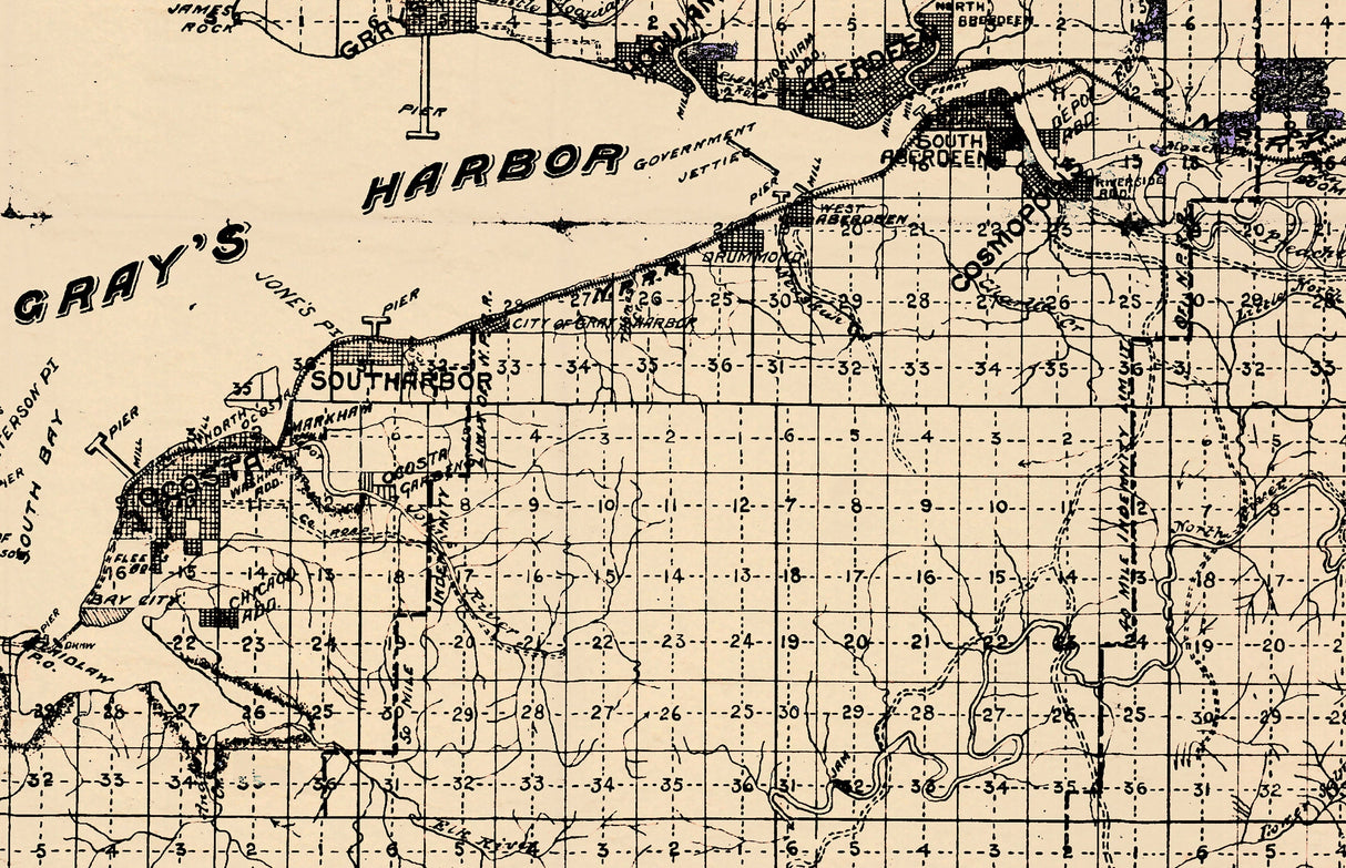 1893 Map of Chehalis County Washington