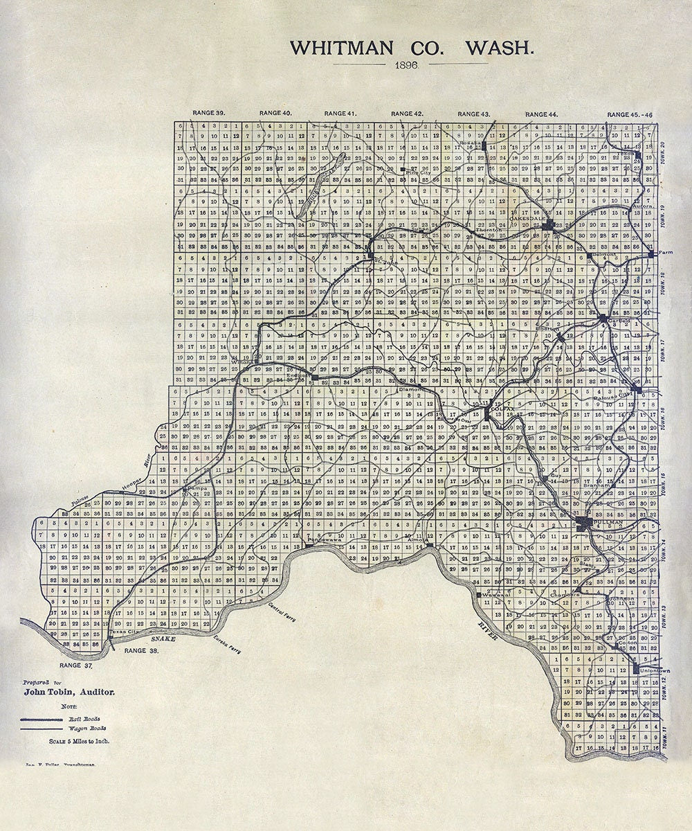 1896 Map of Whitman County Washington