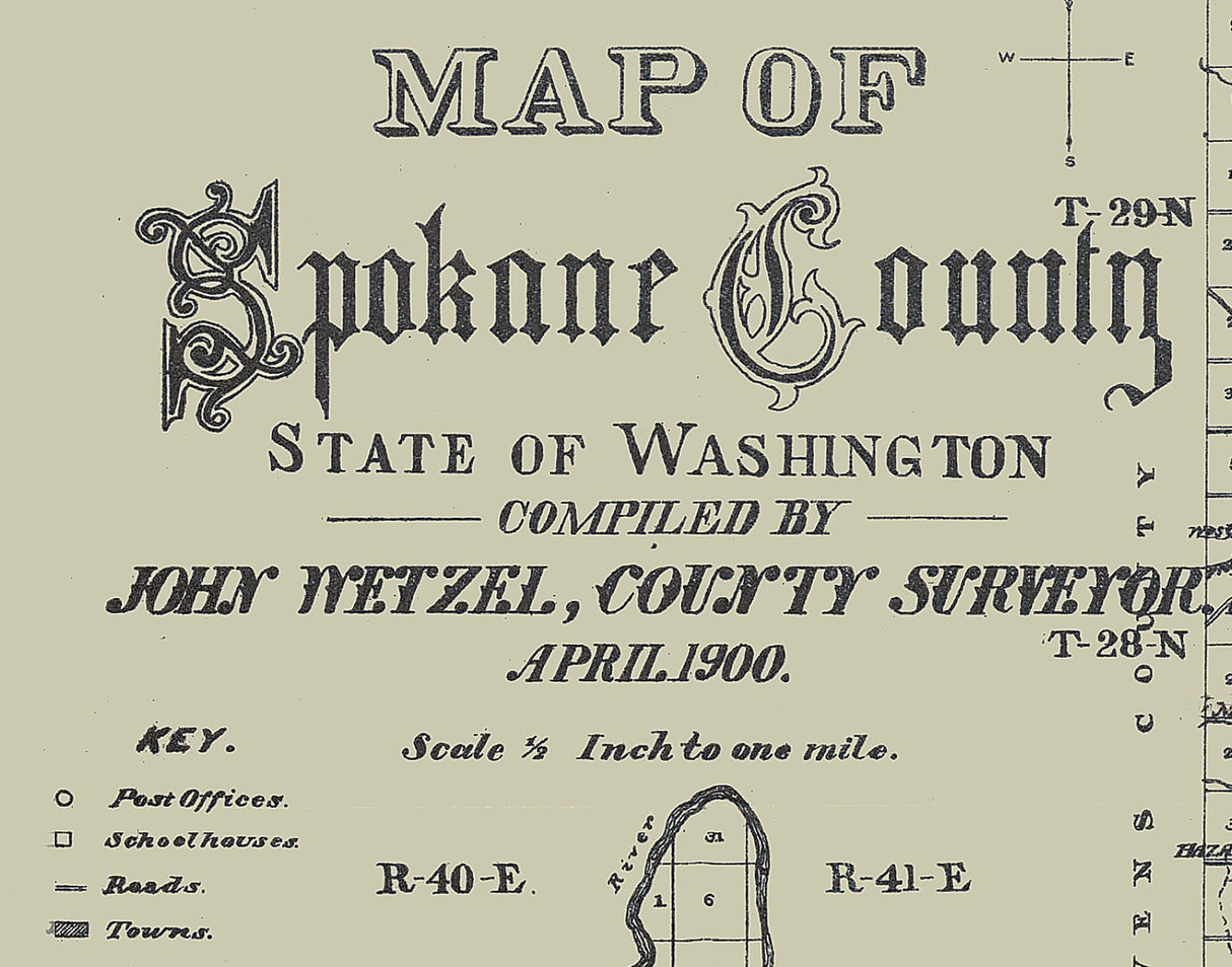 1900 Map of Spokane County Washington