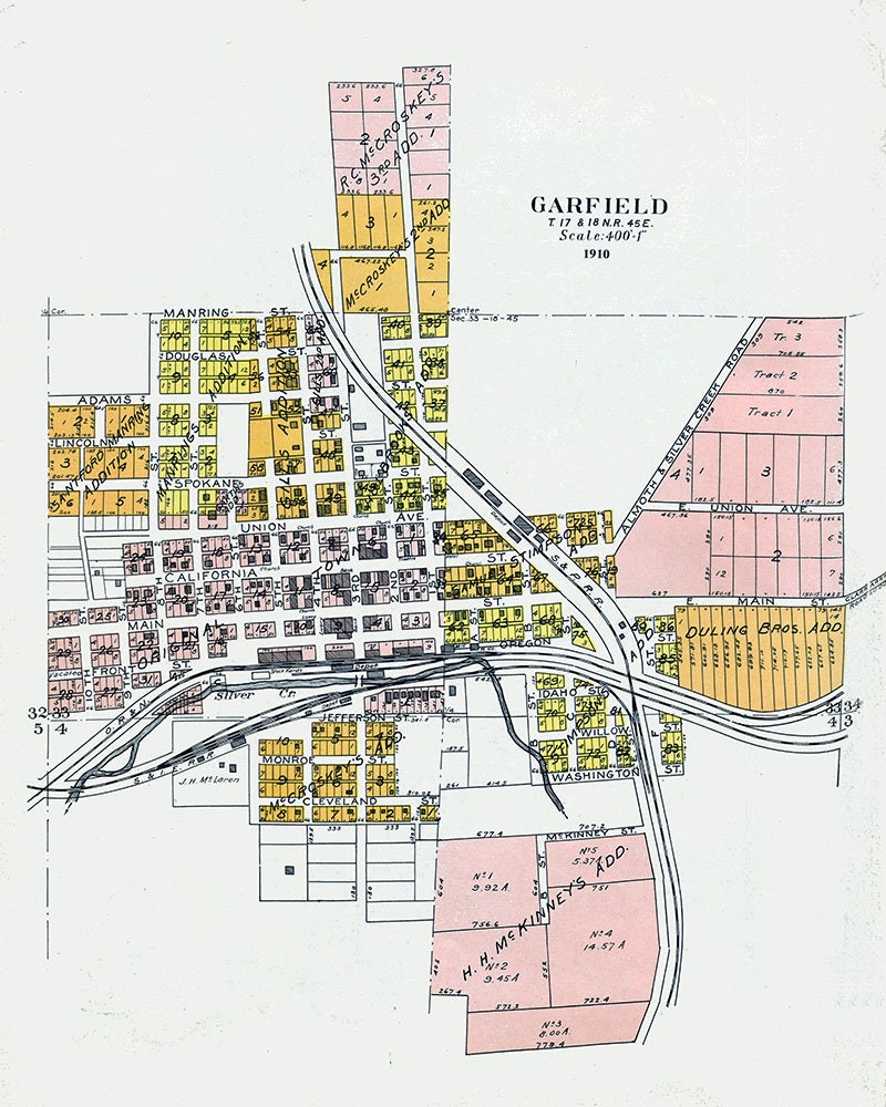 1910 Map of Garfield Whitman County Washington