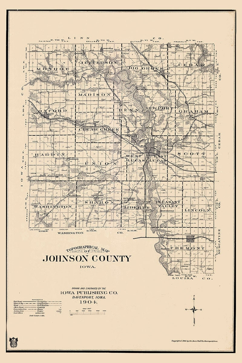 1904 Map of Johnson County Iowa