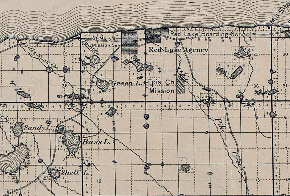1911 Map of Red Lake Indian Reservation Minnesota