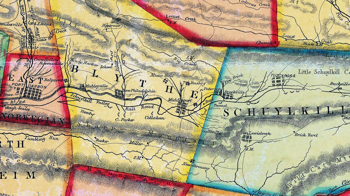 1855 Map of Schuylkill County Pennsylvania