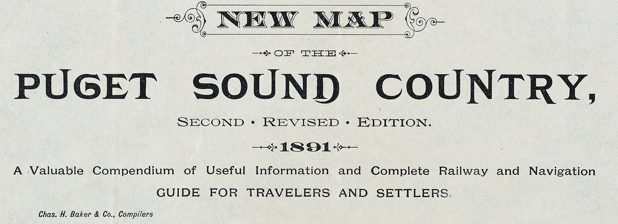 1891 Map of Puget Sound Country Washington