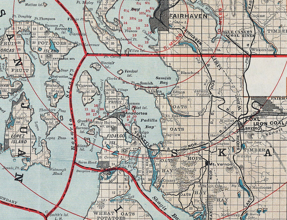 1891 Map of Puget Sound Country Washington
