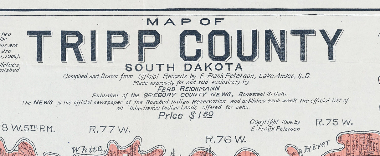 1906 Map of Tripp County South Dakota