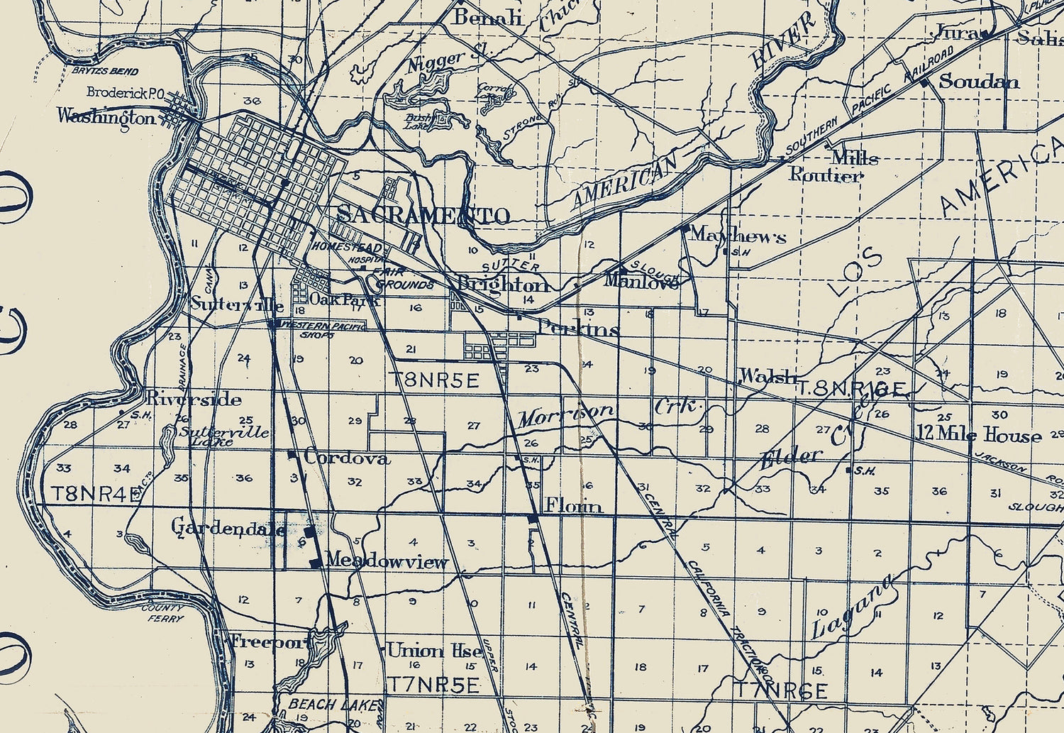 1913 Map of Sacramento County California