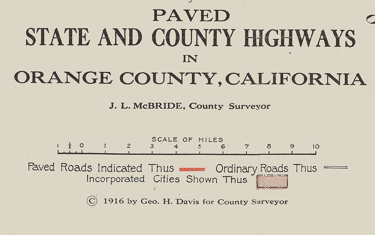1916 Map of Orange County California