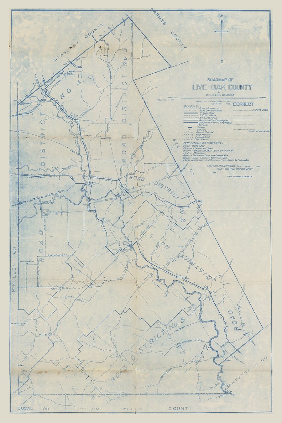 1920 Map of Live Oak County Texas