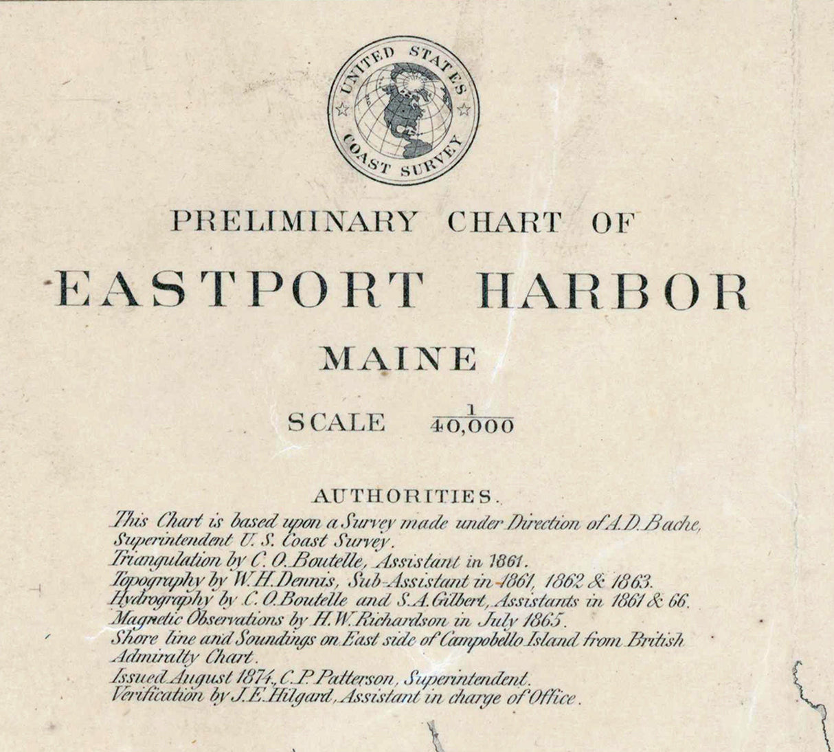 1878 Map of Eastport Harbor Maine and Campobello Island