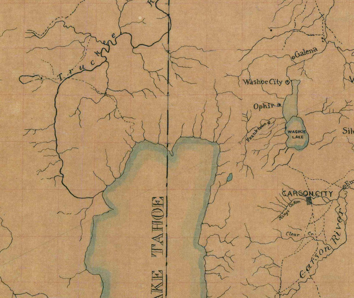 1866 Map of Lake Tahoe and Honey Lake California and Environs